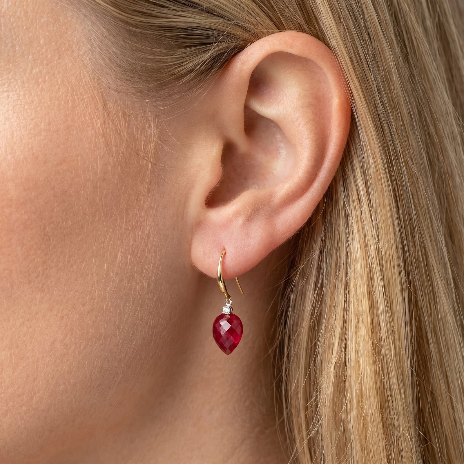 Yellow Gold Earrings Spinel 10K — Rosangela
