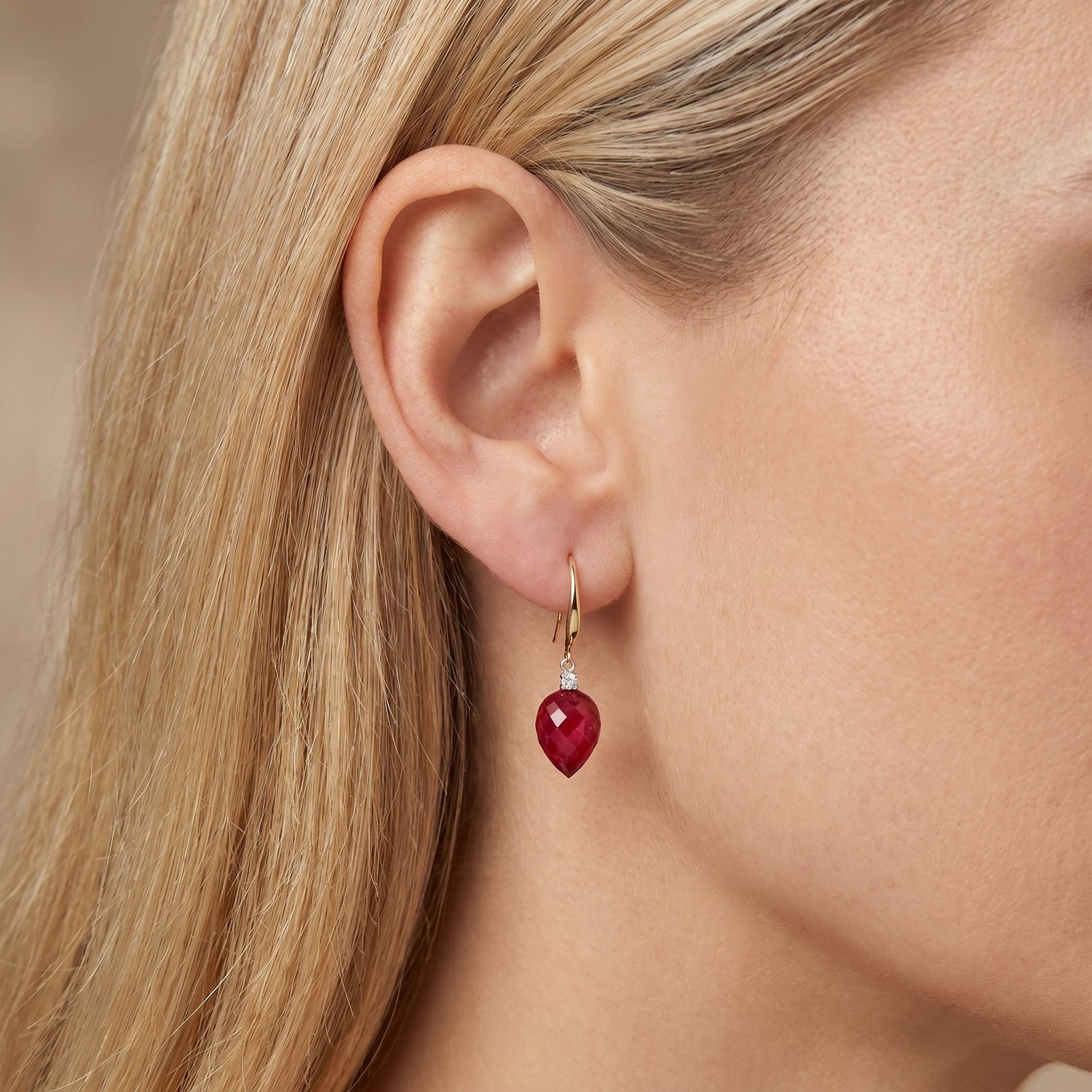 Yellow Gold Earrings Spinel 10K — Rosangela