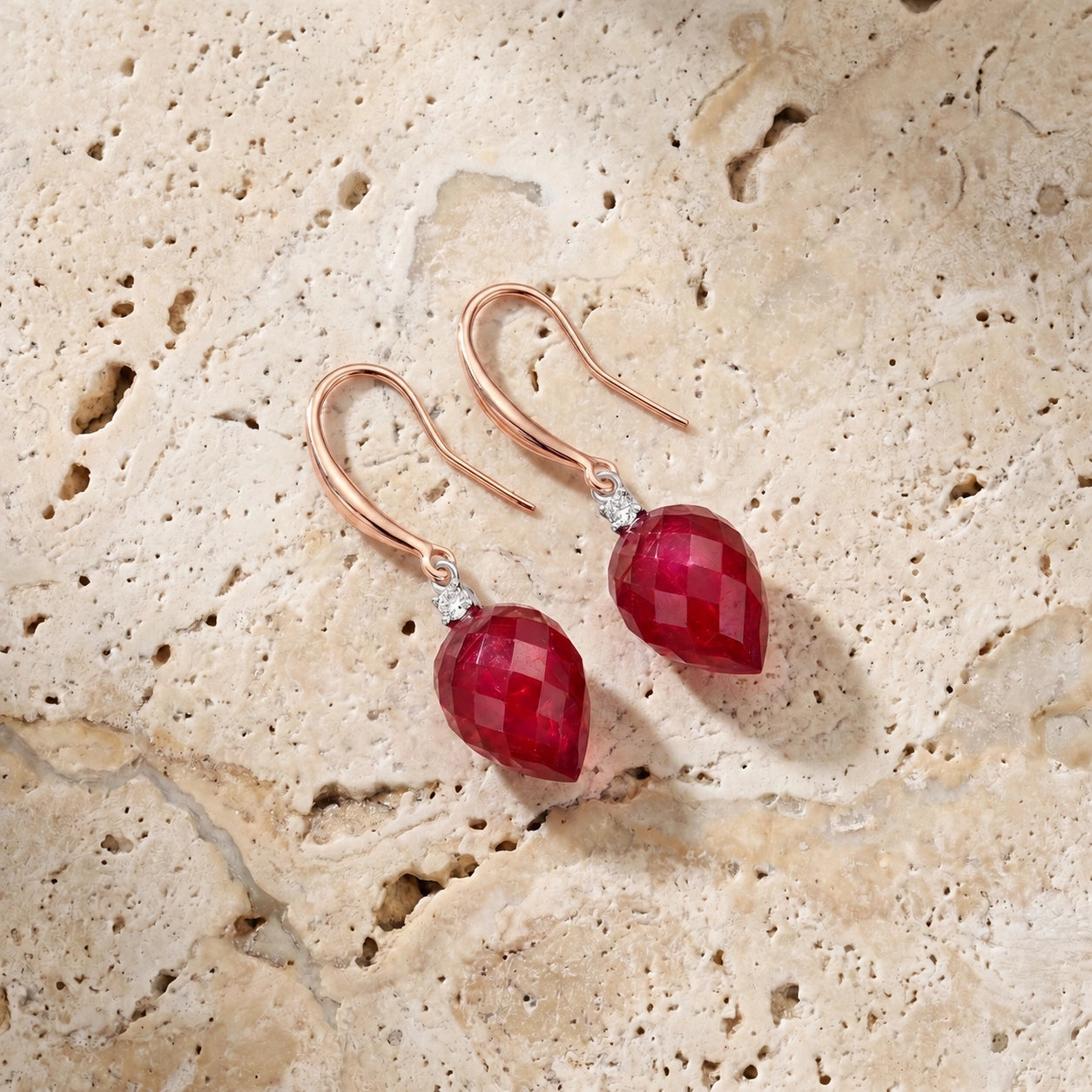 Rose Gold Earrings Ruby 10K — Rosangela