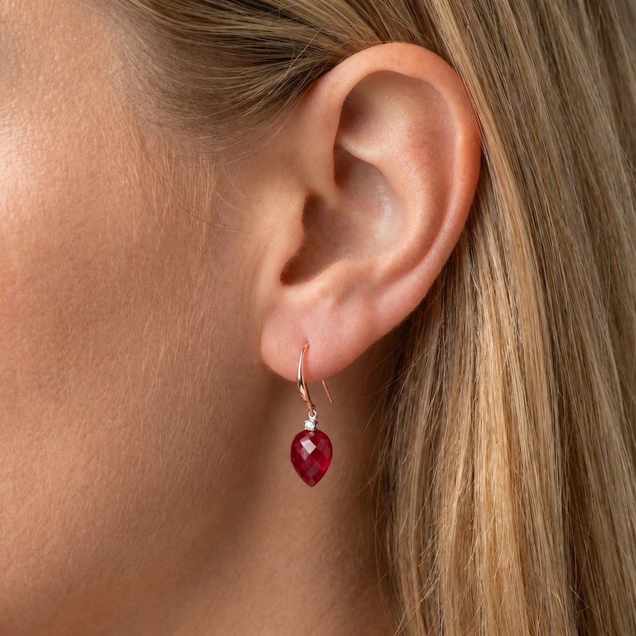 Rose Gold Earrings Ruby 10K — Rosangela