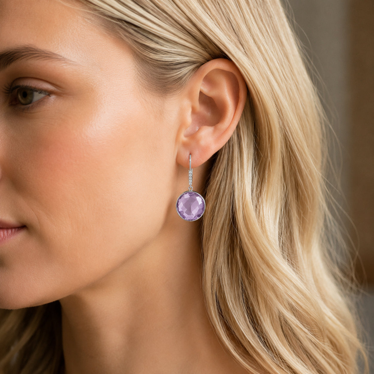 White Gold Earrings Ruby 10K — Felicia