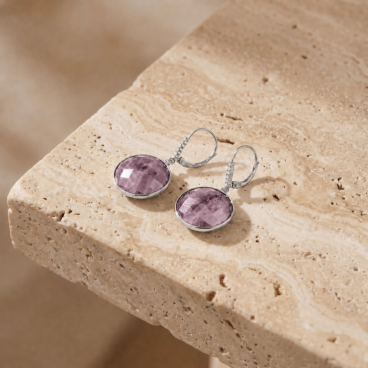 White Gold Earrings Ruby 10K — Felicia
