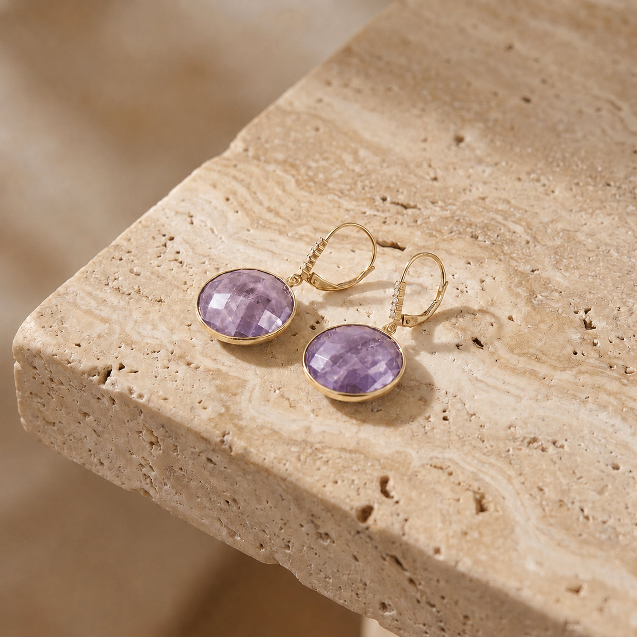 Yellow Gold Earrings Ruby 10K — Felicia
