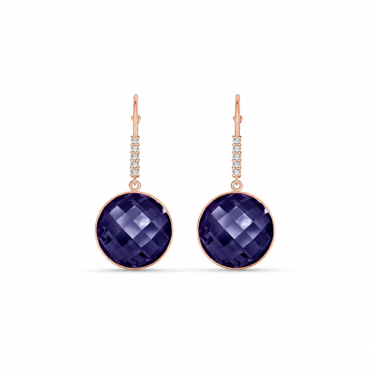 Rose Gold Earrings Sapphire 10K — Felicia
