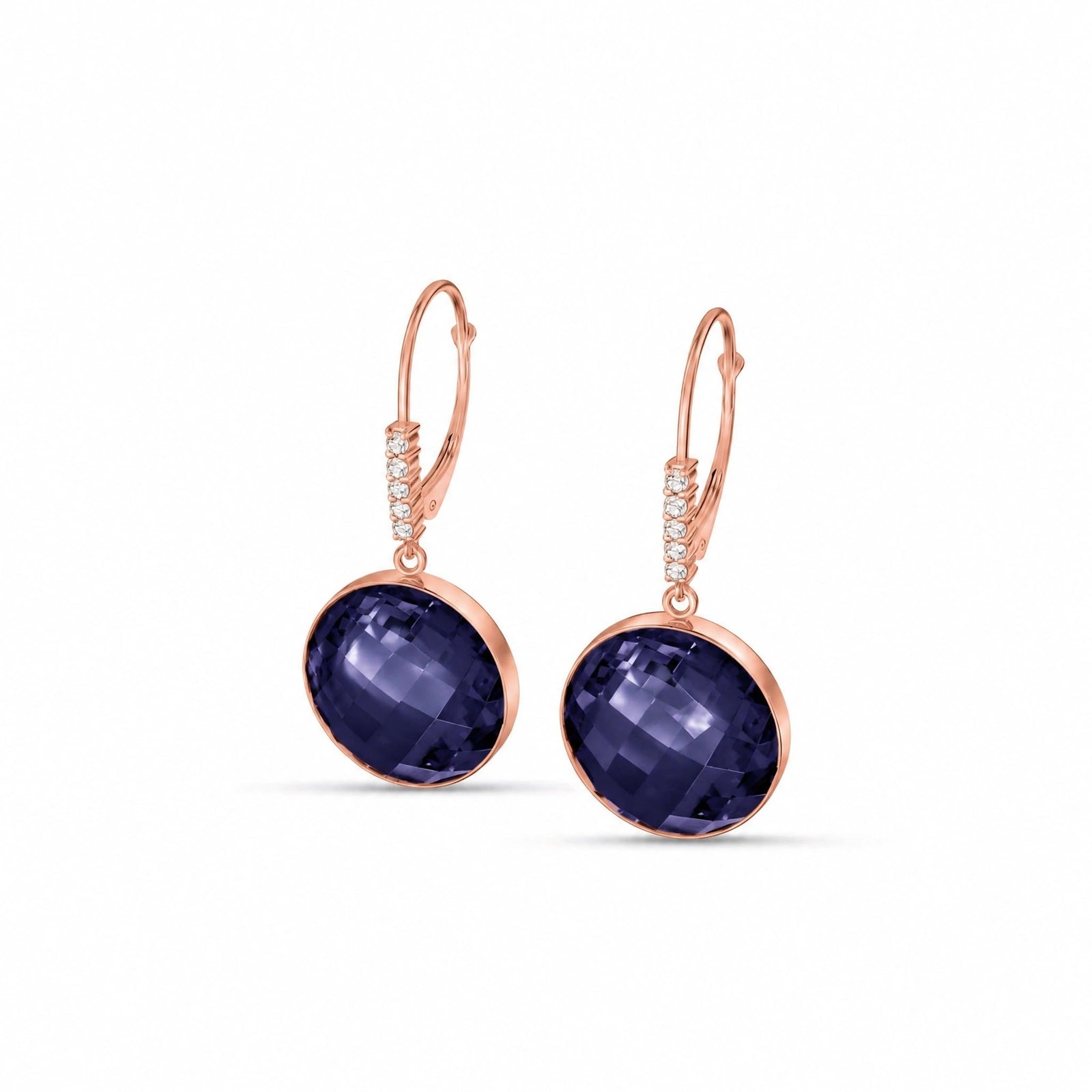 Rose Gold Earrings Sapphire 10K — Felicia
