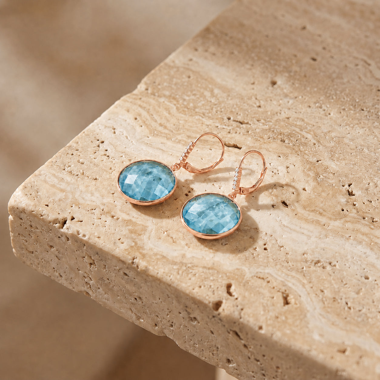 Rose Gold Earrings Sapphire 10K — Felicia