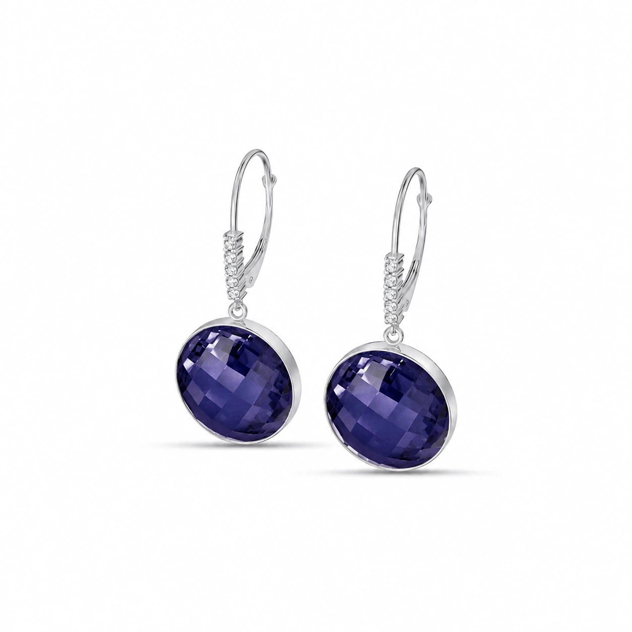 White Gold Earrings Sapphire 10K — Felicia