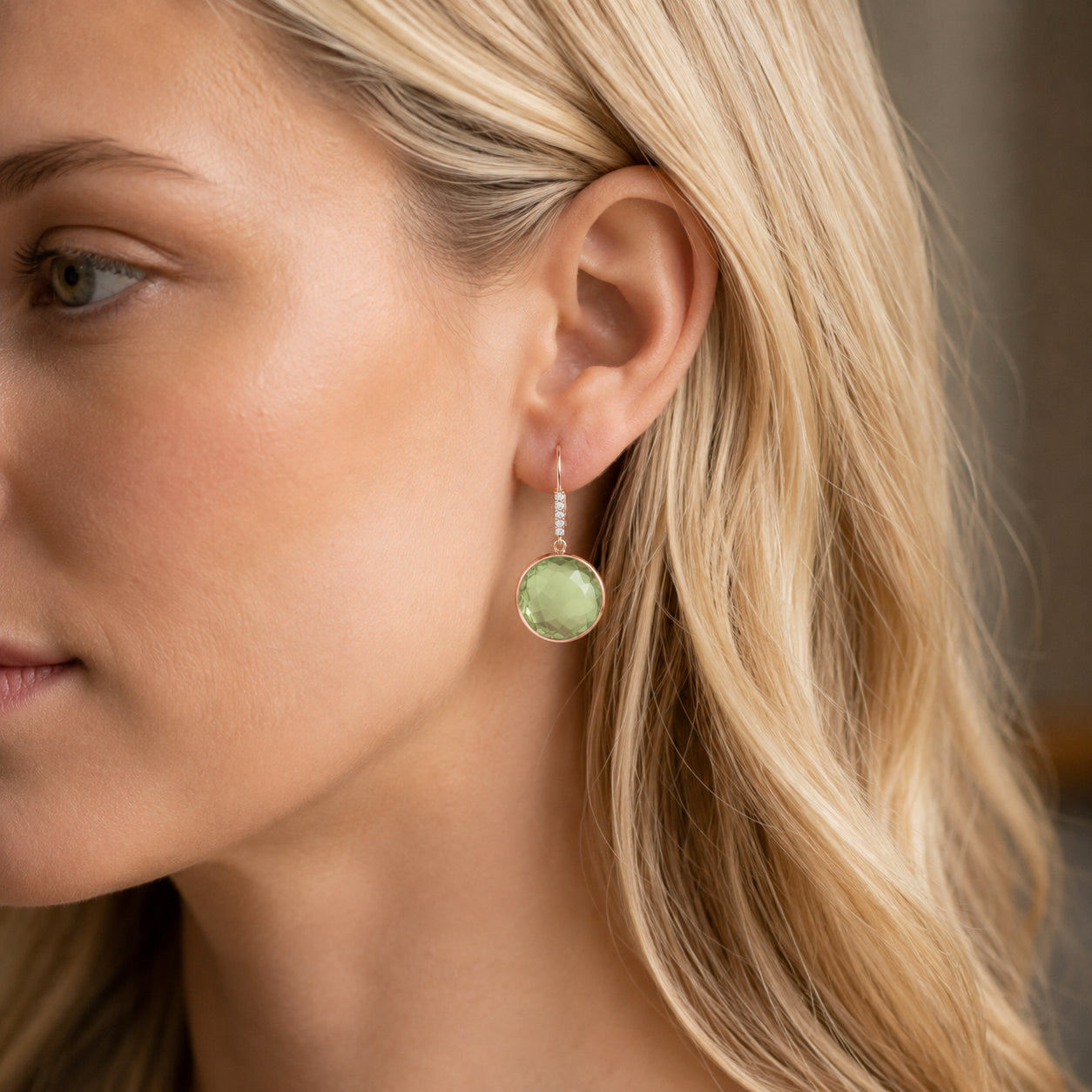 Rose Gold Earrings Blue Topaz 10K — Felicia