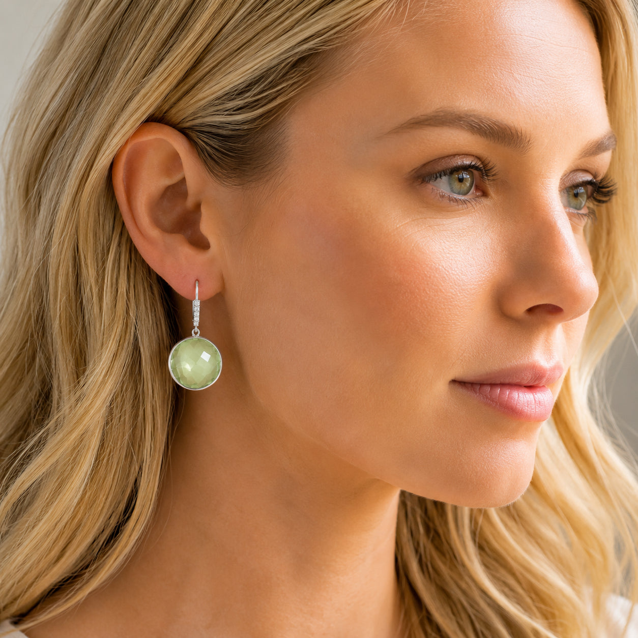 White Gold Earrings Blue Topaz 10K — Felicia