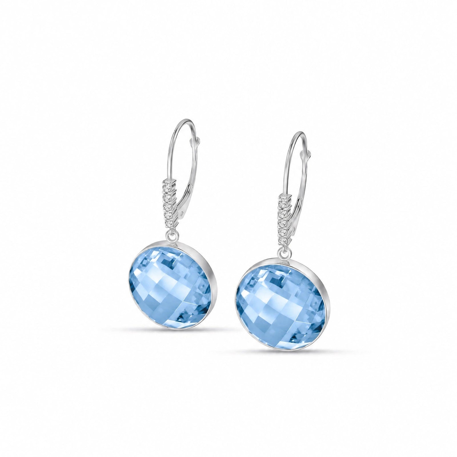 White Gold Earrings Blue Topaz 10K — Felicia