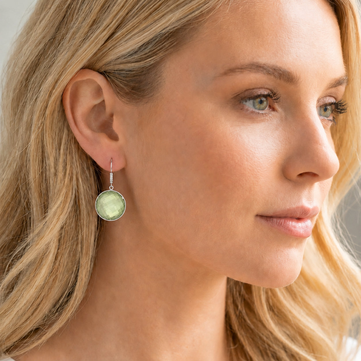 White Gold Earrings Blue Topaz 10K — Felicia