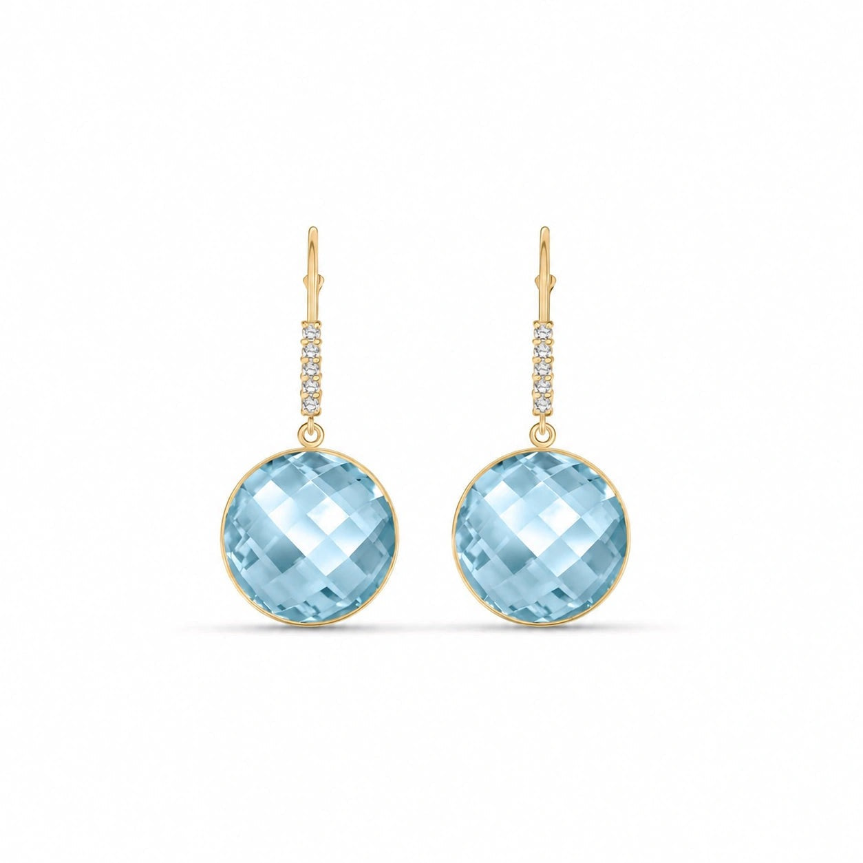 Yellow Gold Earrings Blue Topaz 10K — Felicia