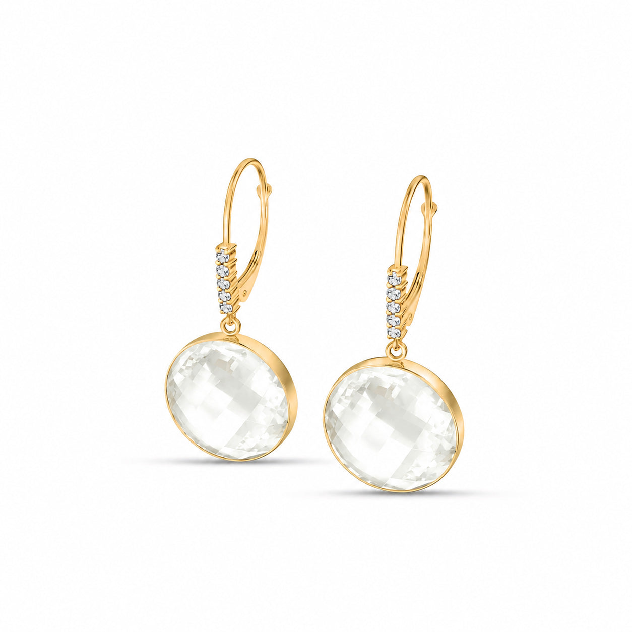 Yellow Gold Earrings Blue Topaz 10K — Felicia