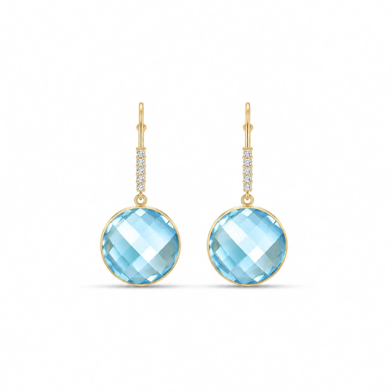 Yellow Gold Earrings Blue Topaz 10K — Felicia