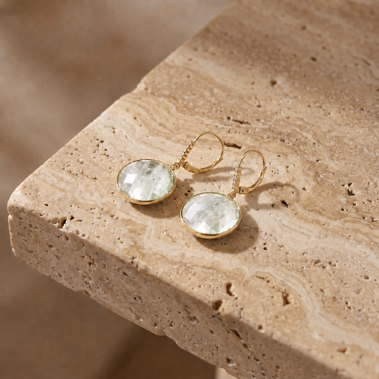 Yellow Gold Earrings Blue Topaz 10K — Felicia