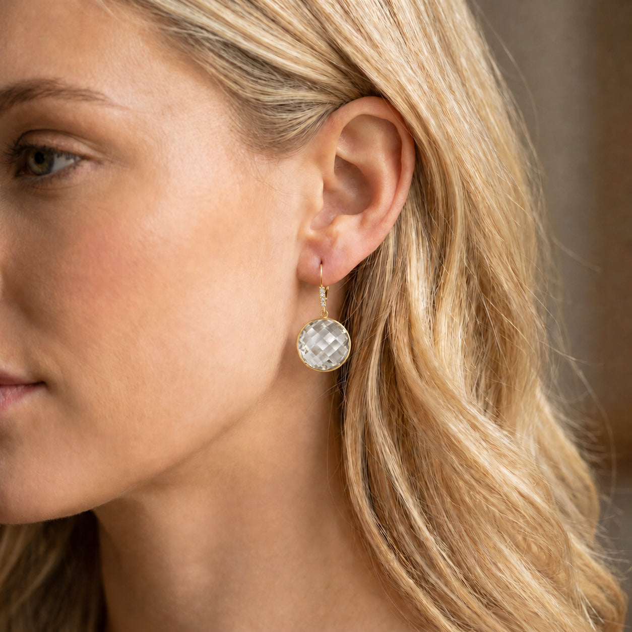 Yellow Gold Earrings Blue Topaz 10K — Felicia