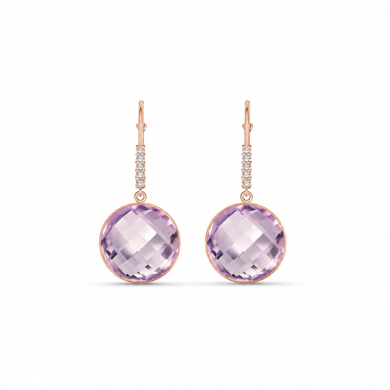 Rose Gold Earrings Amethyst 10K — Felicia
