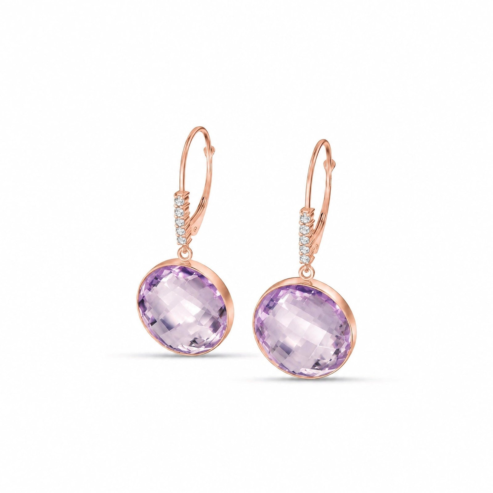 Rose Gold Earrings Amethyst 10K — Felicia