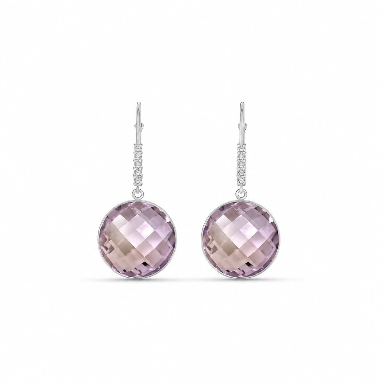 White Gold Earrings Amethyst 10K — Felicia