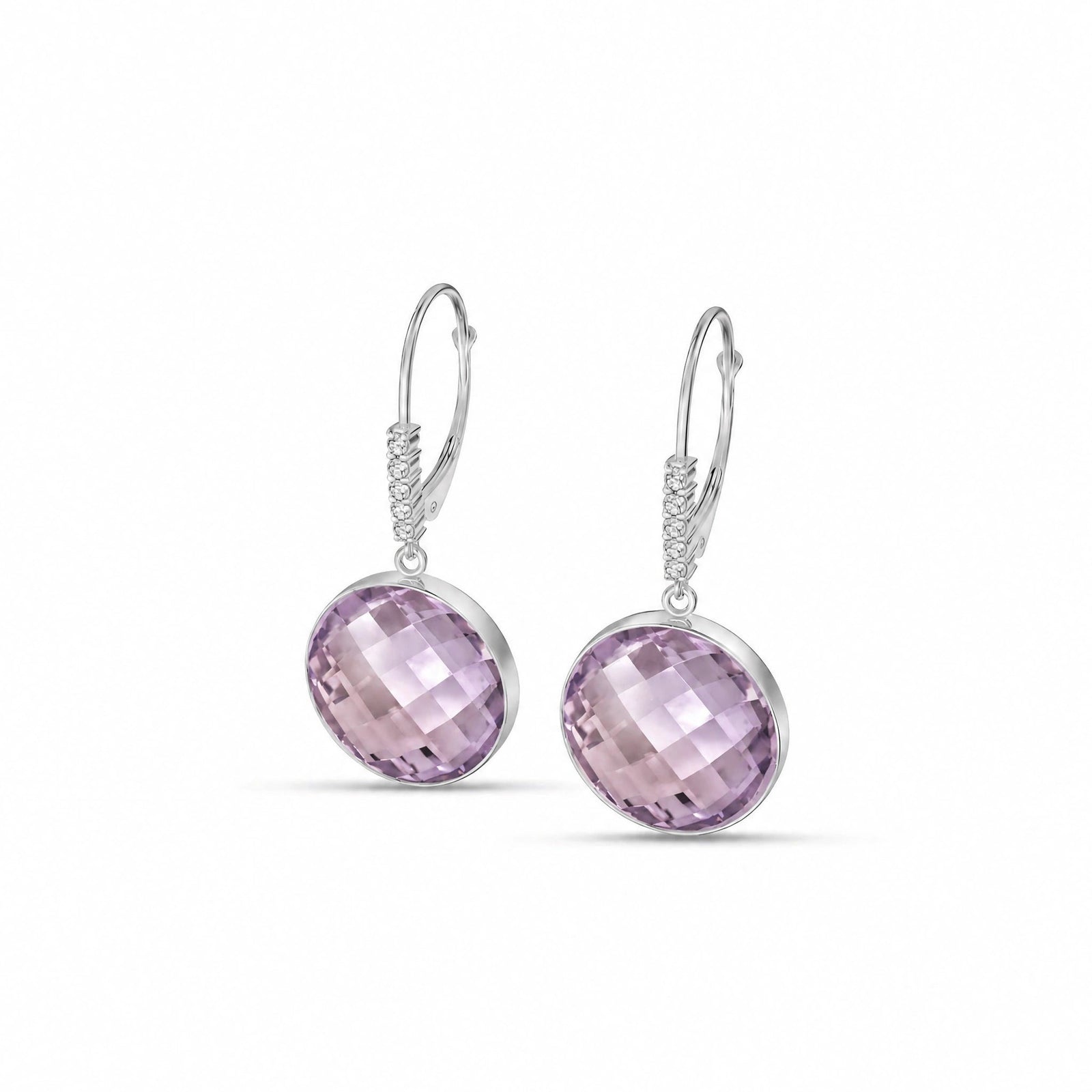 White Gold Earrings Amethyst 10K — Felicia