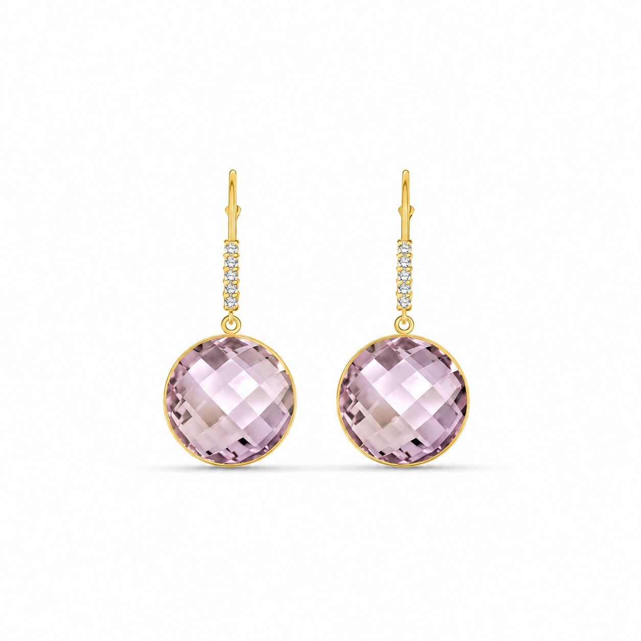 Yellow Gold Earrings Amethyst 10K — Felicia