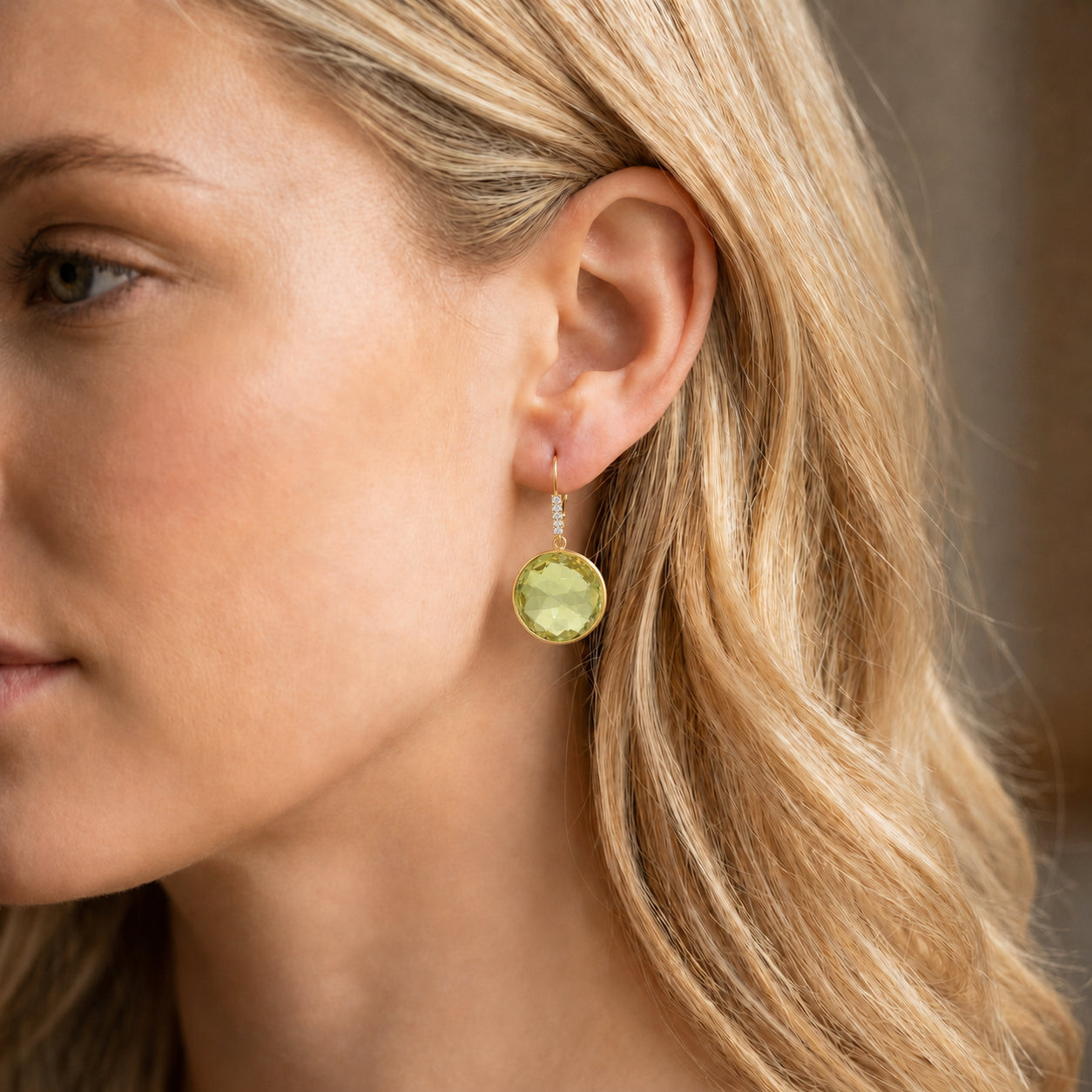 Yellow Gold Earrings Amethyst 10K — Felicia