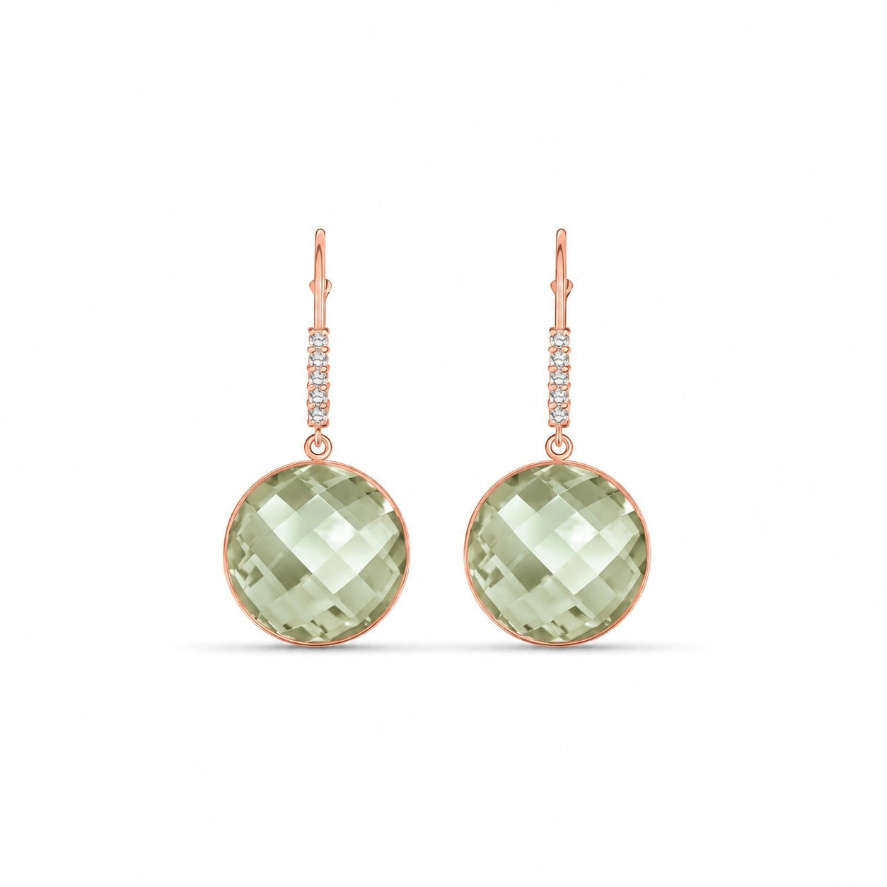 Rose Gold Earrings Green Amethyst 10K — Felicia