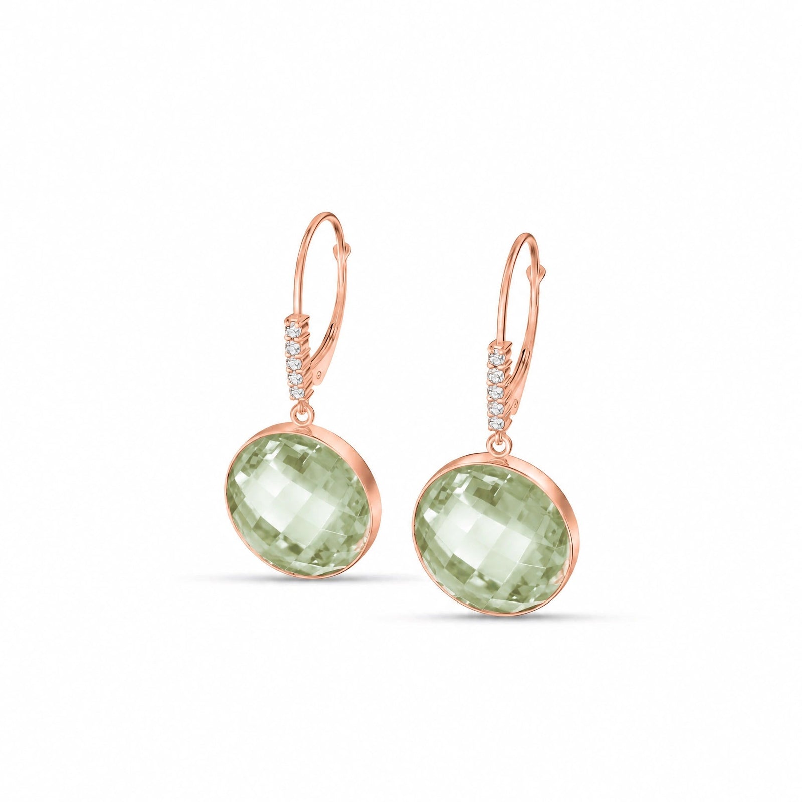 Rose Gold Earrings Green Amethyst 10K — Felicia