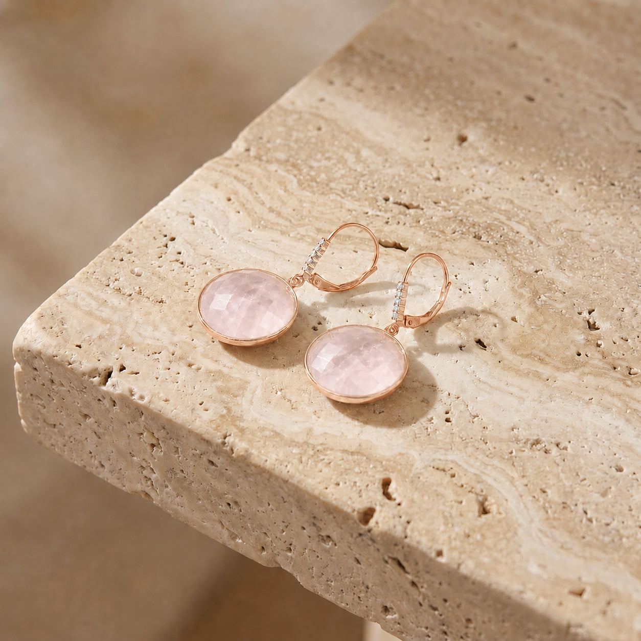 Rose Gold Earrings Green Amethyst 10K — Felicia