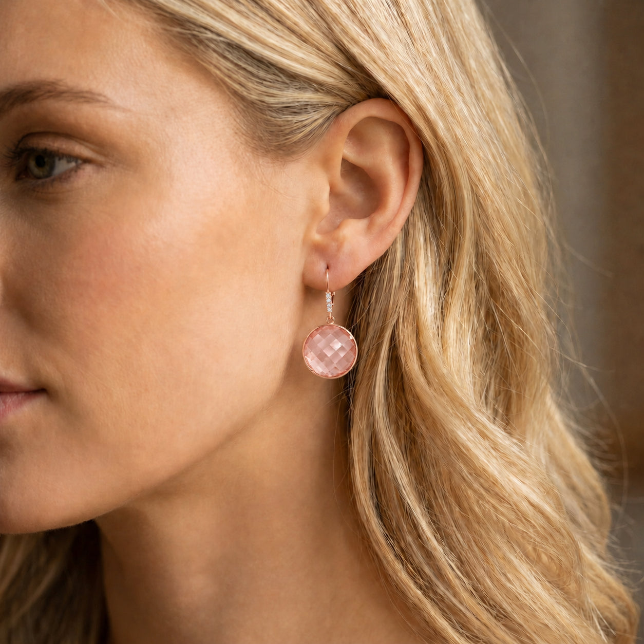 Rose Gold Earrings Green Amethyst 10K — Felicia