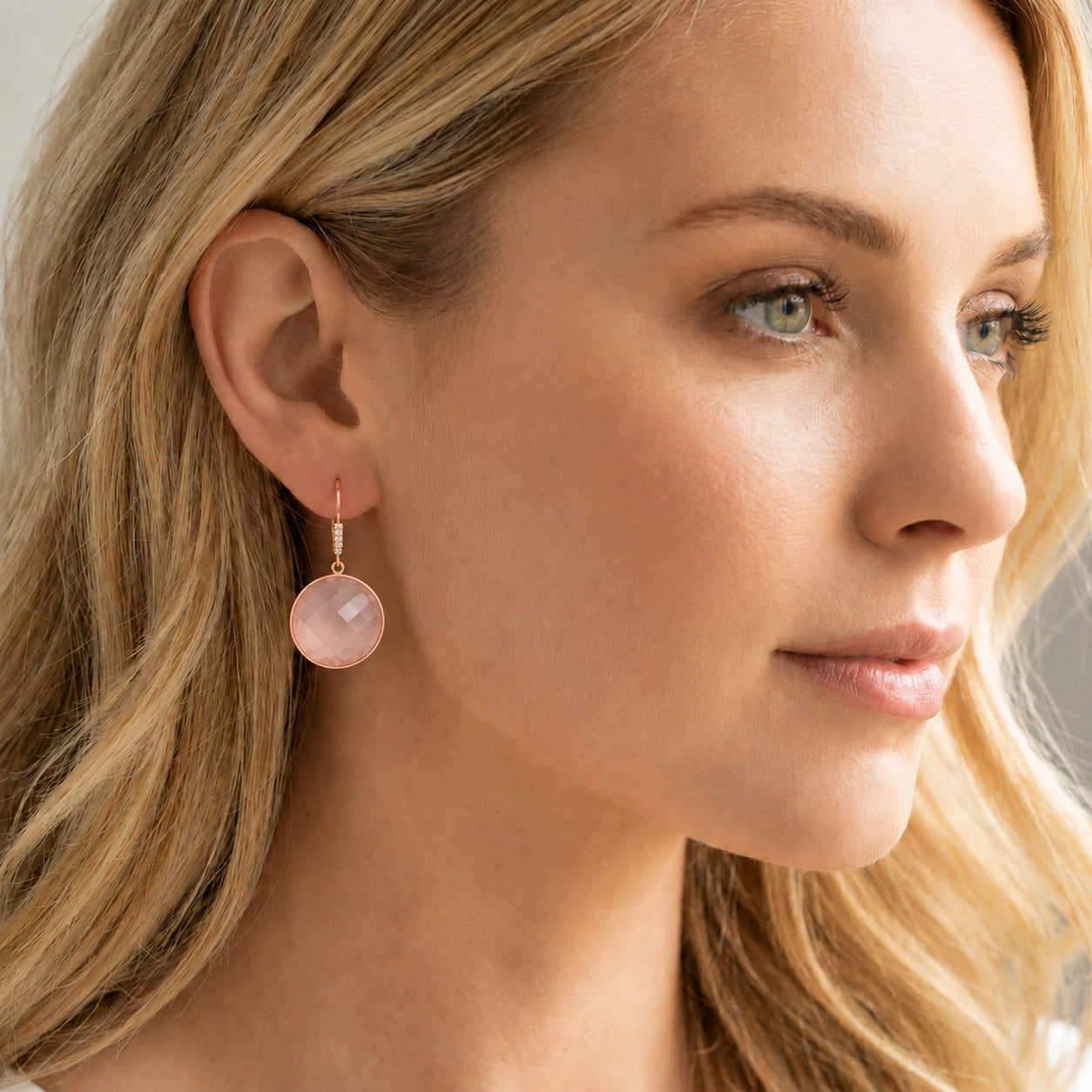 Rose Gold Earrings Green Amethyst 10K — Felicia