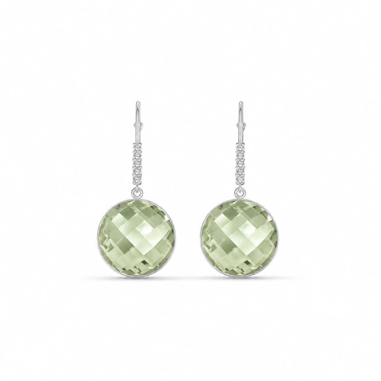 White Gold Earrings Green Amethyst 10K — Felicia