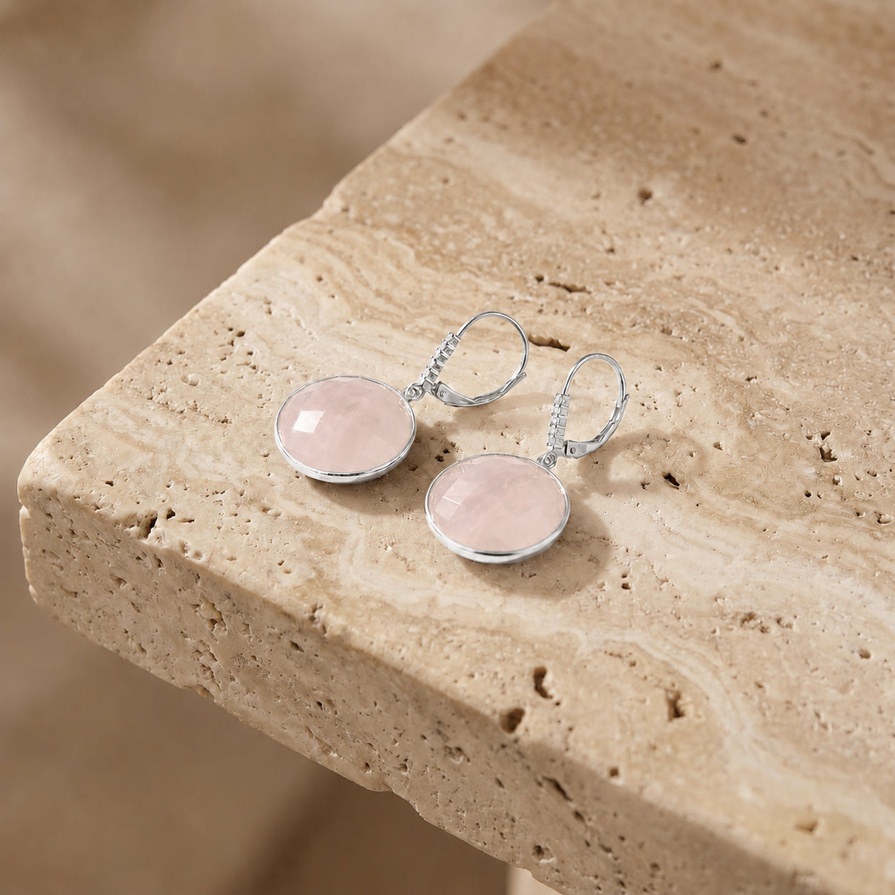 White Gold Earrings Green Amethyst 10K — Felicia