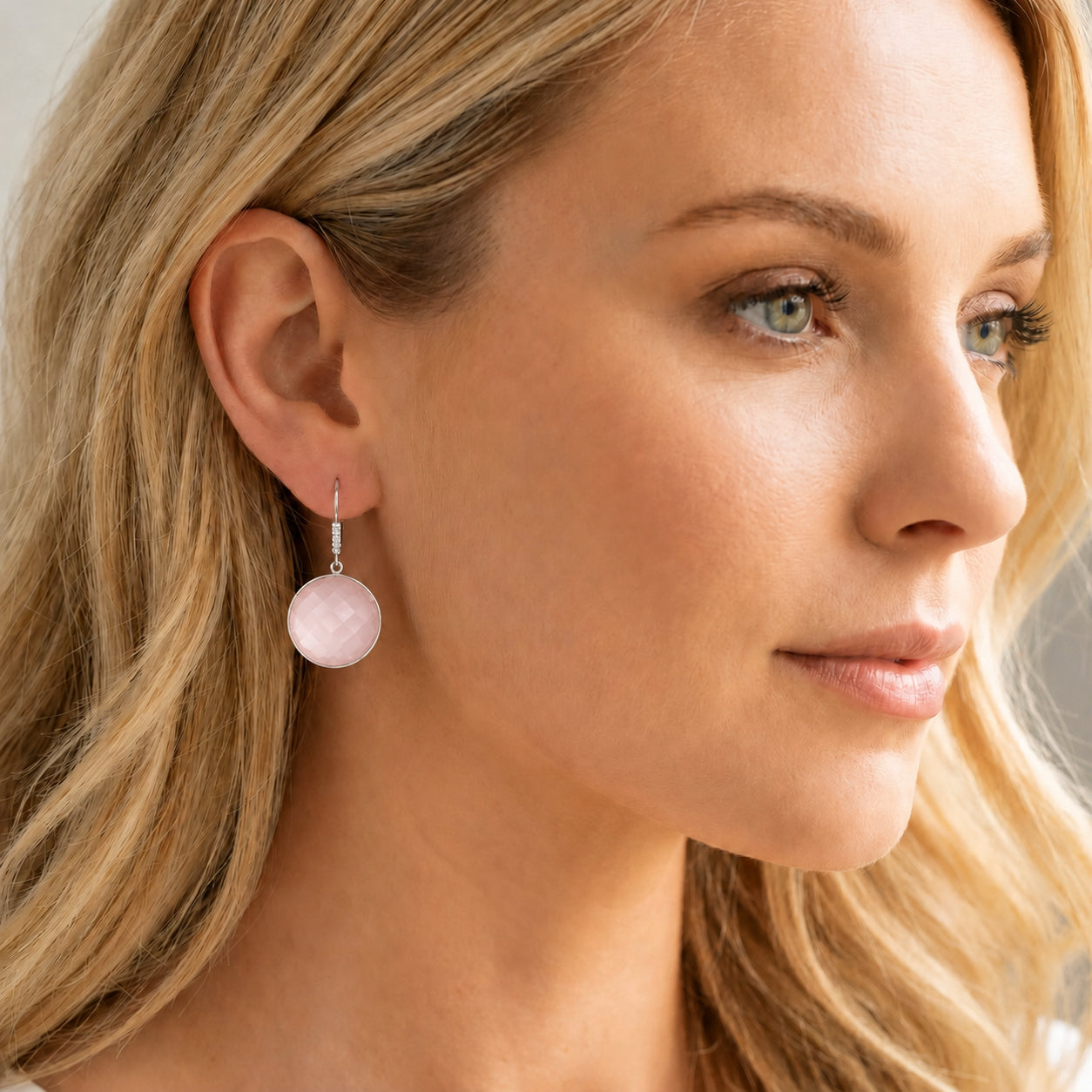 White Gold Earrings Green Amethyst 10K — Felicia