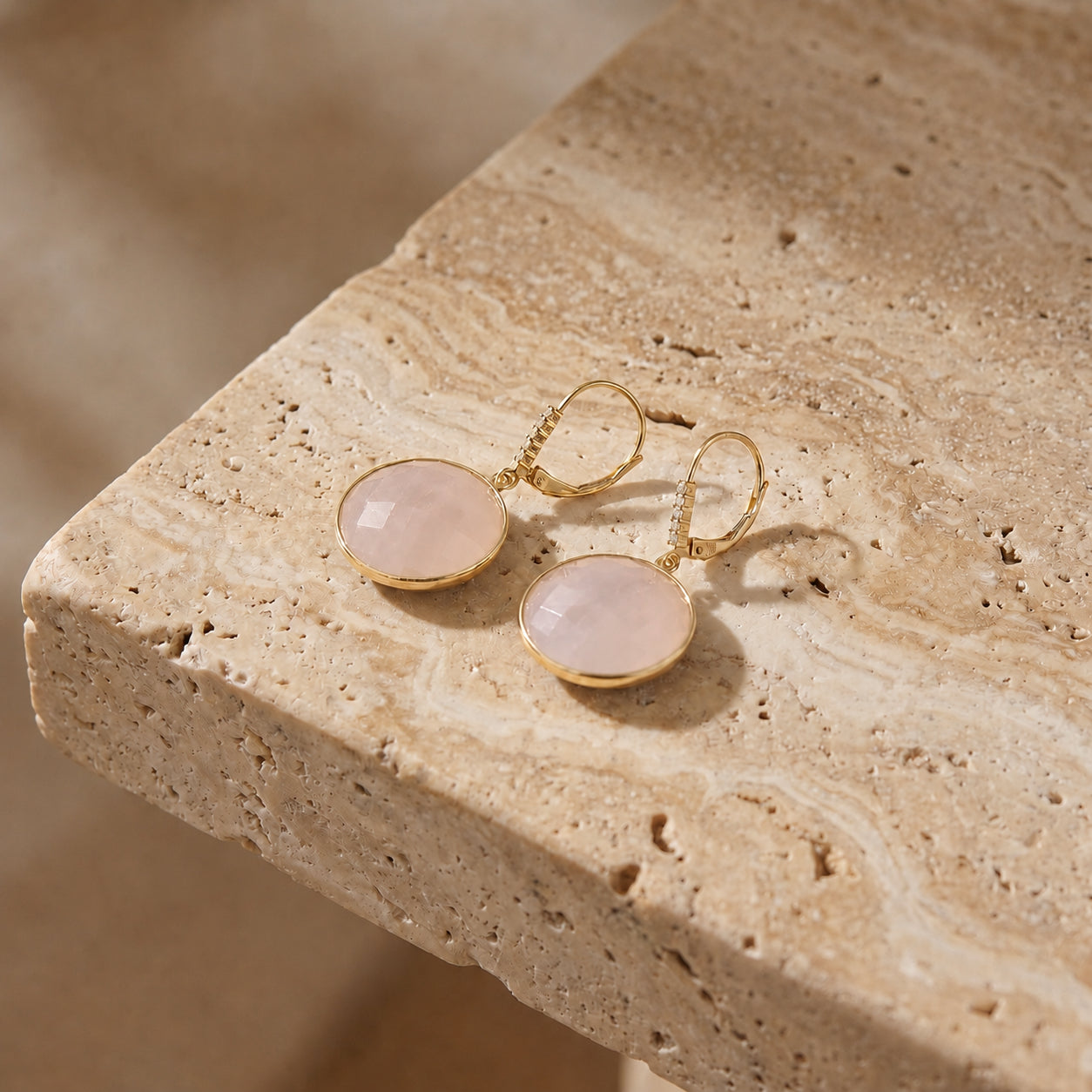 Yellow Gold Earrings Green Amethyst 10K — Felicia