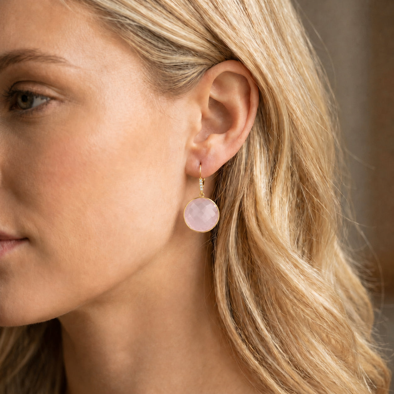 Yellow Gold Earrings Green Amethyst 10K — Felicia