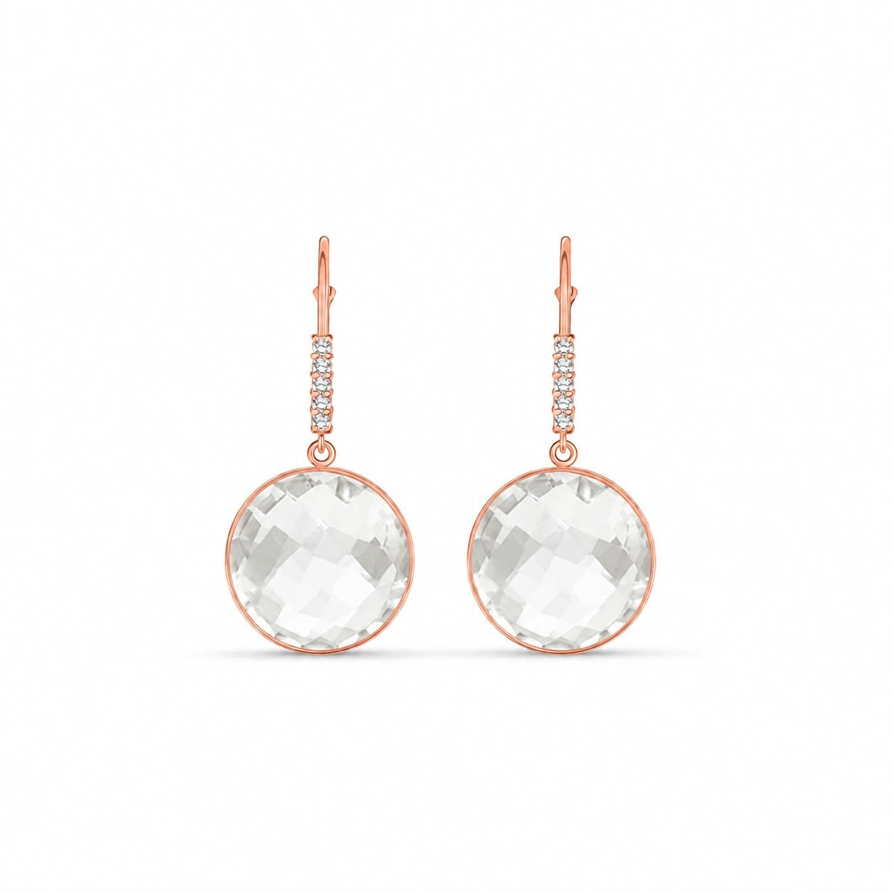 Rose Gold Earrings White Topaz 10K — Felicia