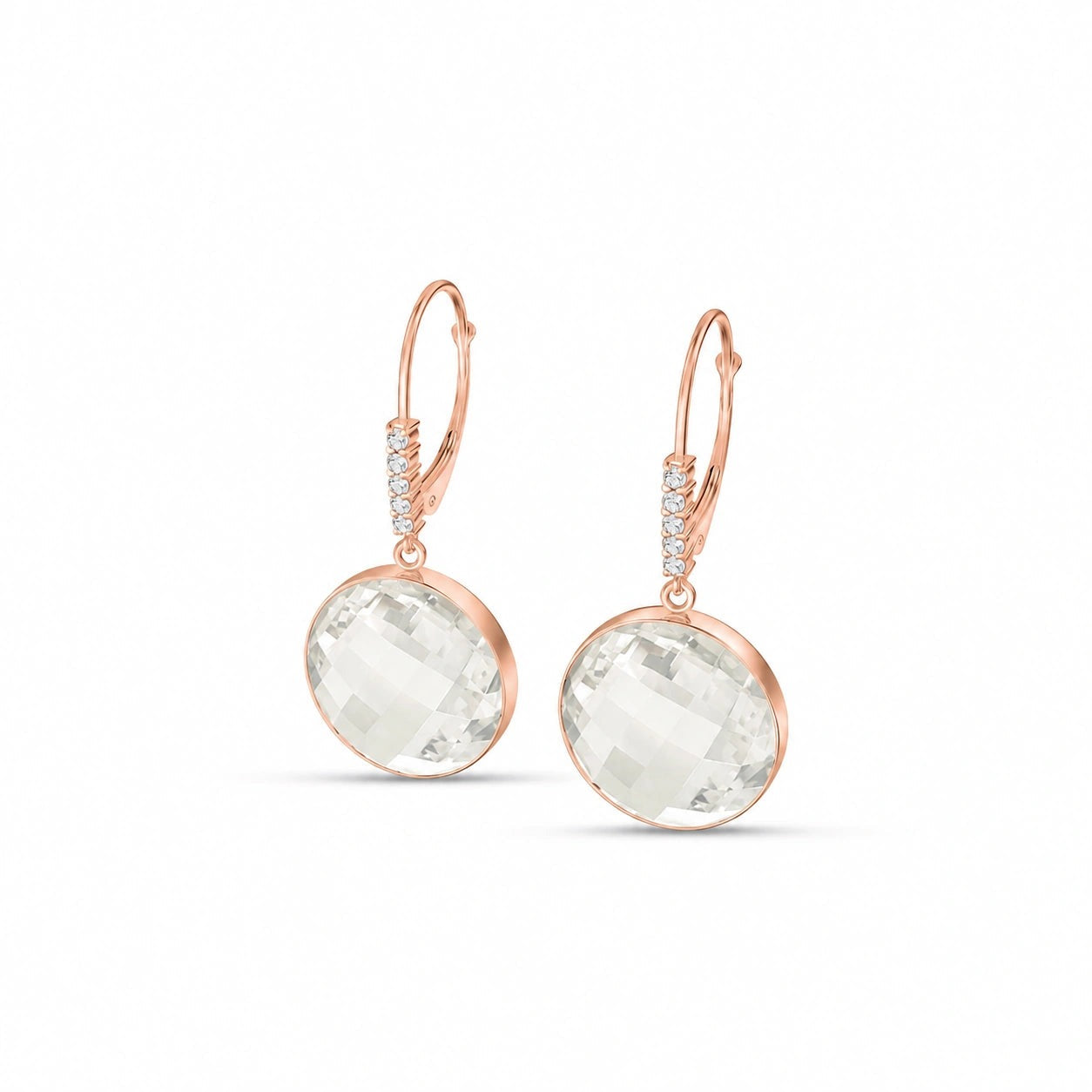 Rose Gold Earrings White Topaz 10K — Felicia