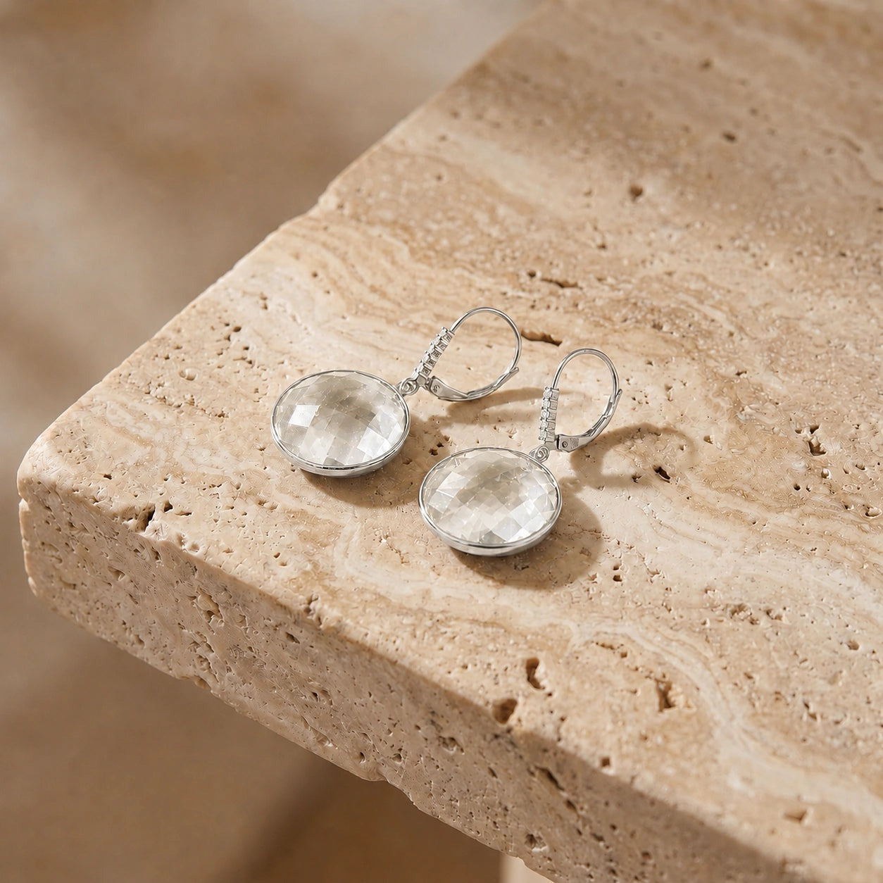 White Gold Earrings White Topaz 10K — Felicia