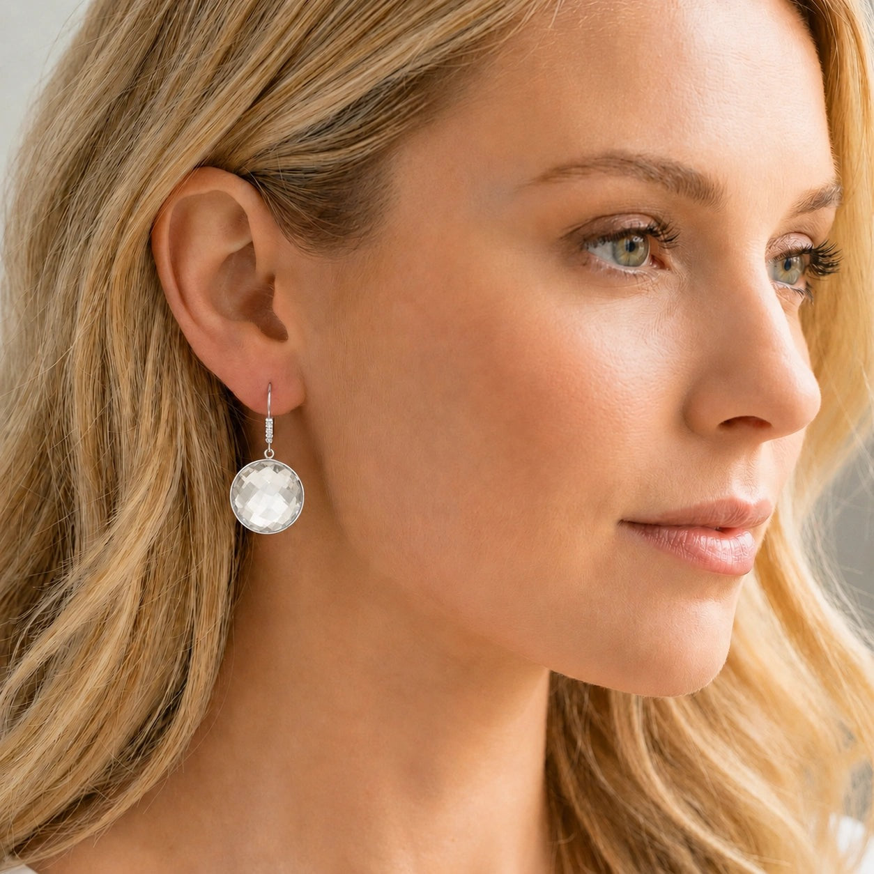 White Gold Earrings White Topaz 10K — Felicia