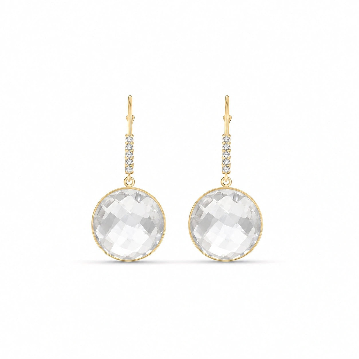 Yellow Gold Earrings White Topaz 10K — Felicia