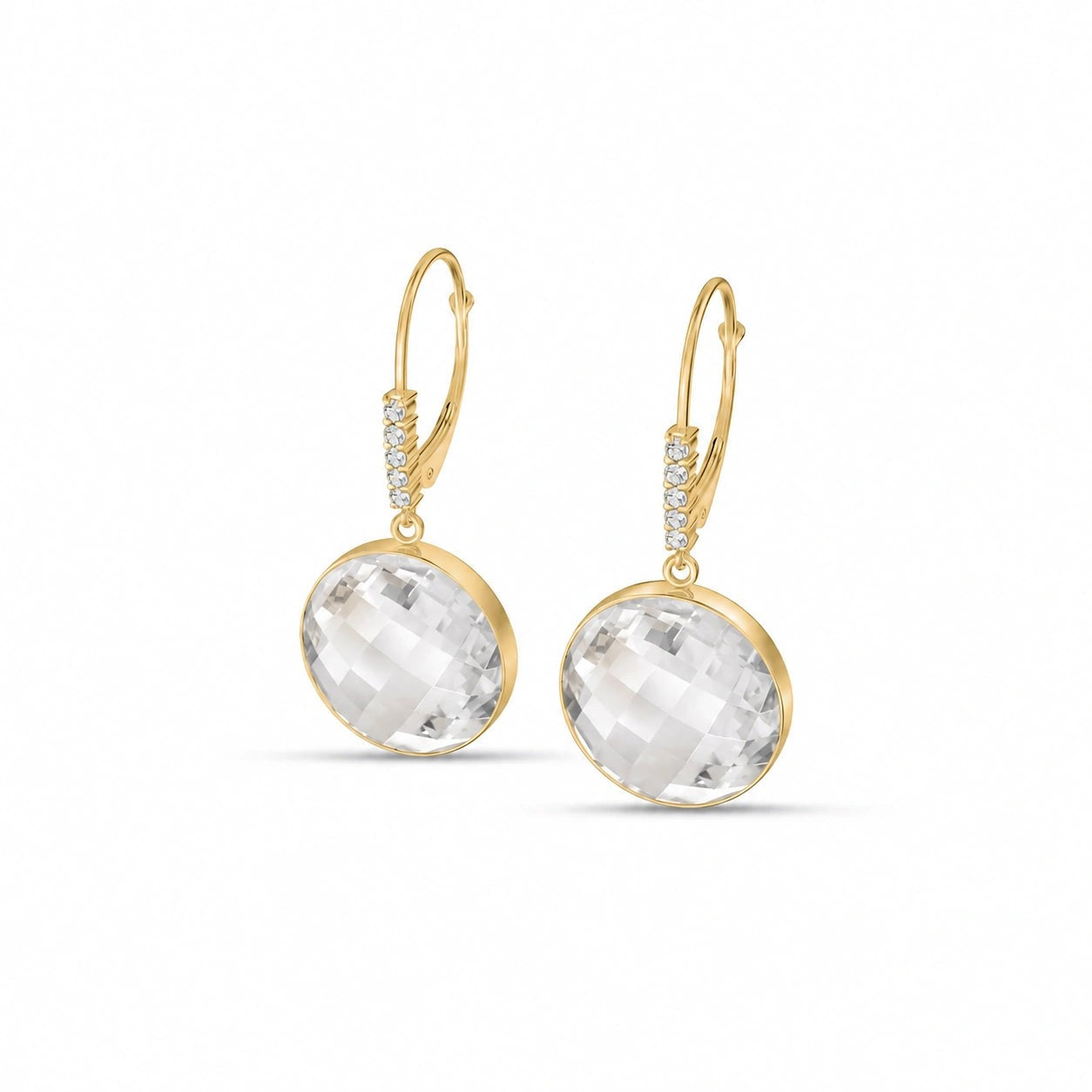 Yellow Gold Earrings White Topaz 10K — Felicia