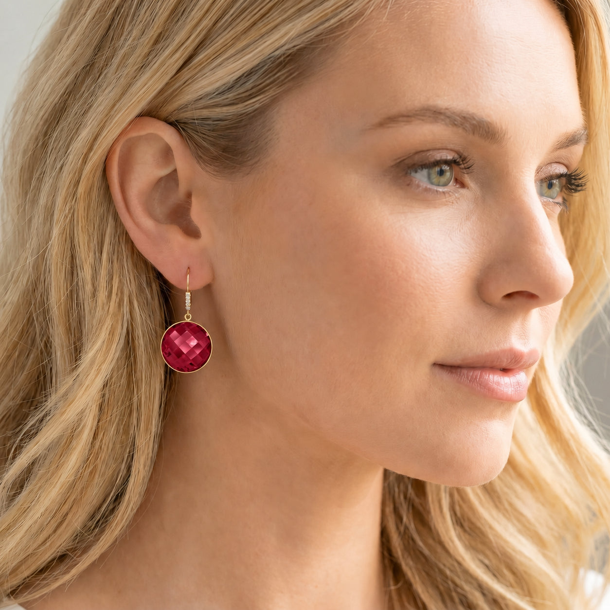 Yellow Gold Earrings White Topaz 10K — Felicia