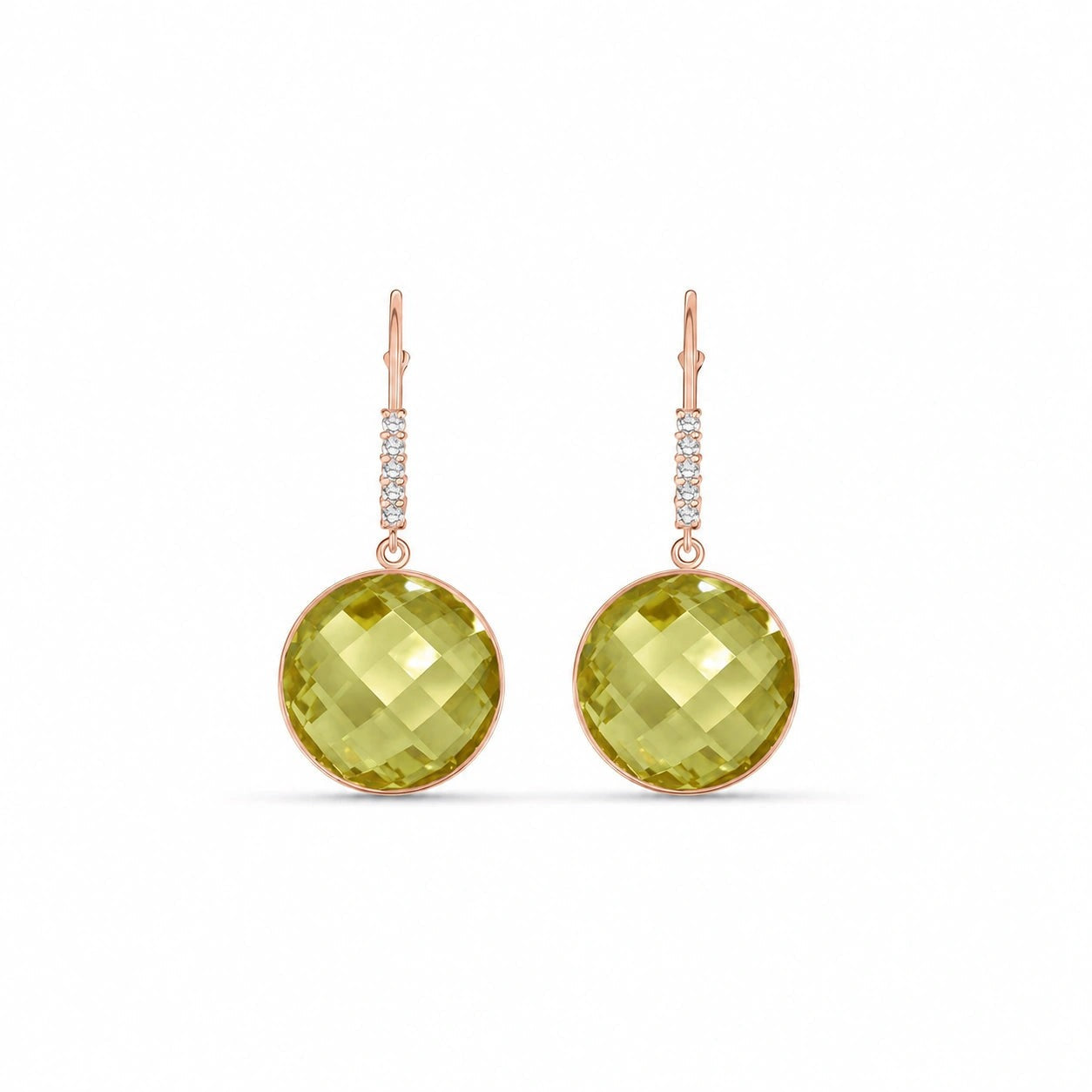 Rose Gold Earrings Lemon Quartz 10K — Felicia