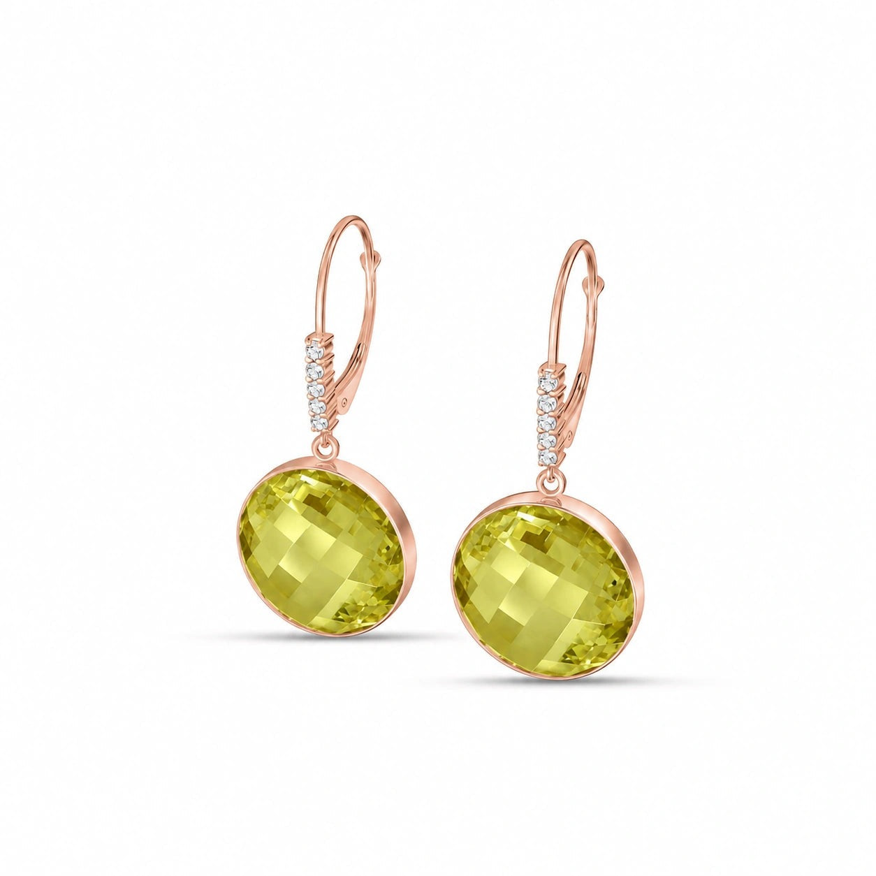 Rose Gold Earrings Lemon Quartz 10K — Felicia