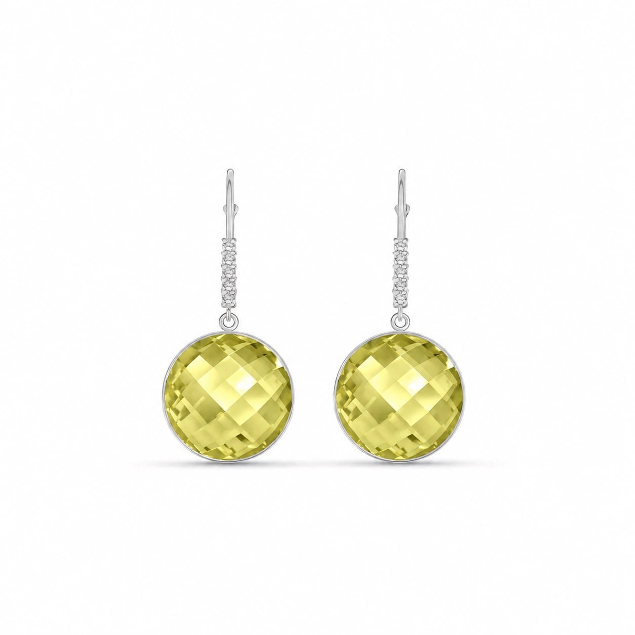 White Gold Earrings Lemon Quartz 10K — Felicia