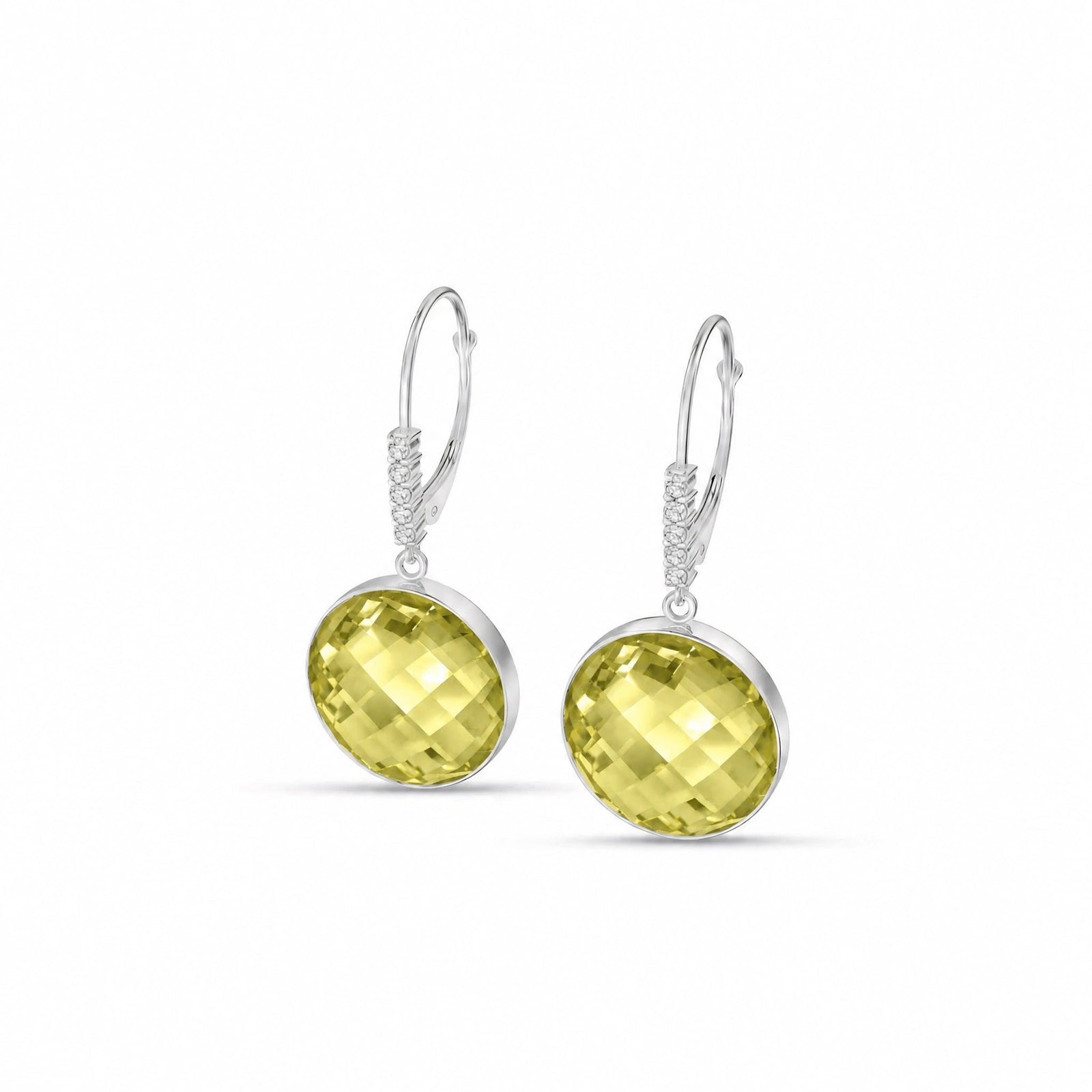 White Gold Earrings Lemon Quartz 10K — Felicia