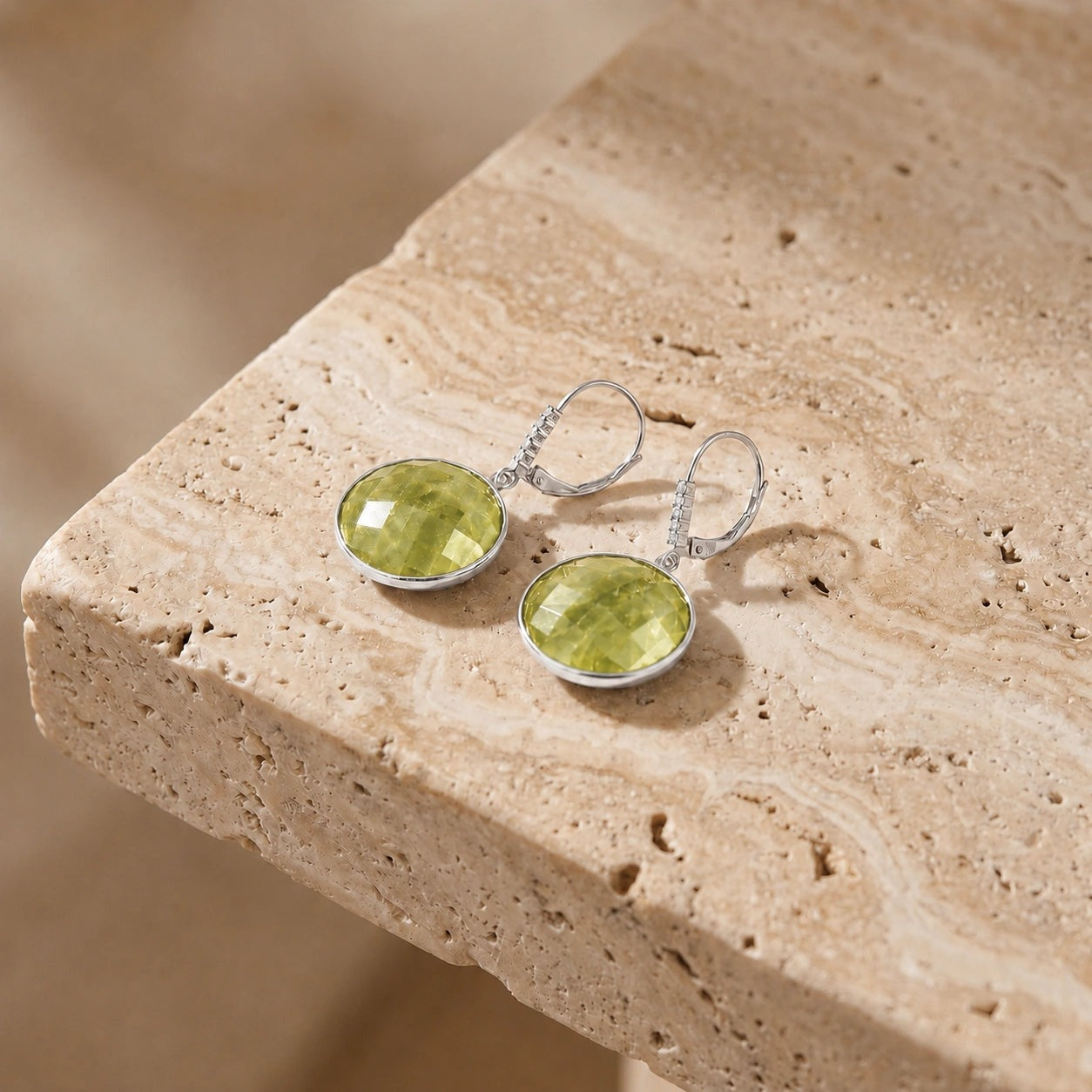 White Gold Earrings Lemon Quartz 10K — Felicia