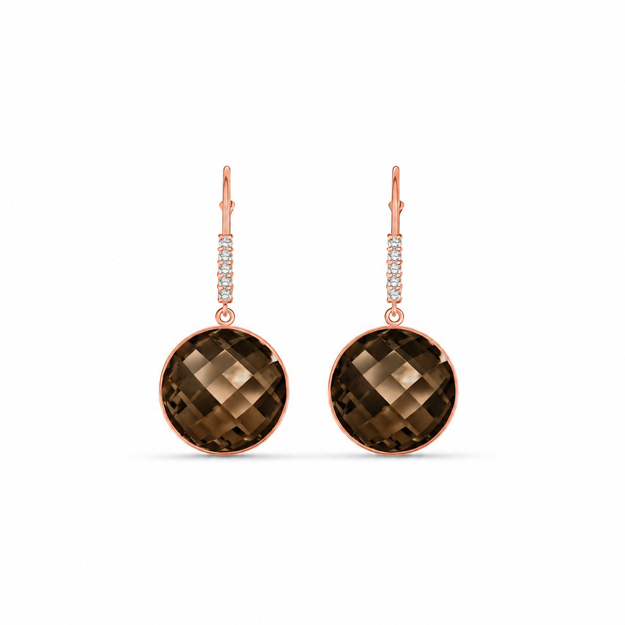 Rose Gold Earrings Smoky Quartz 10K — Felicia