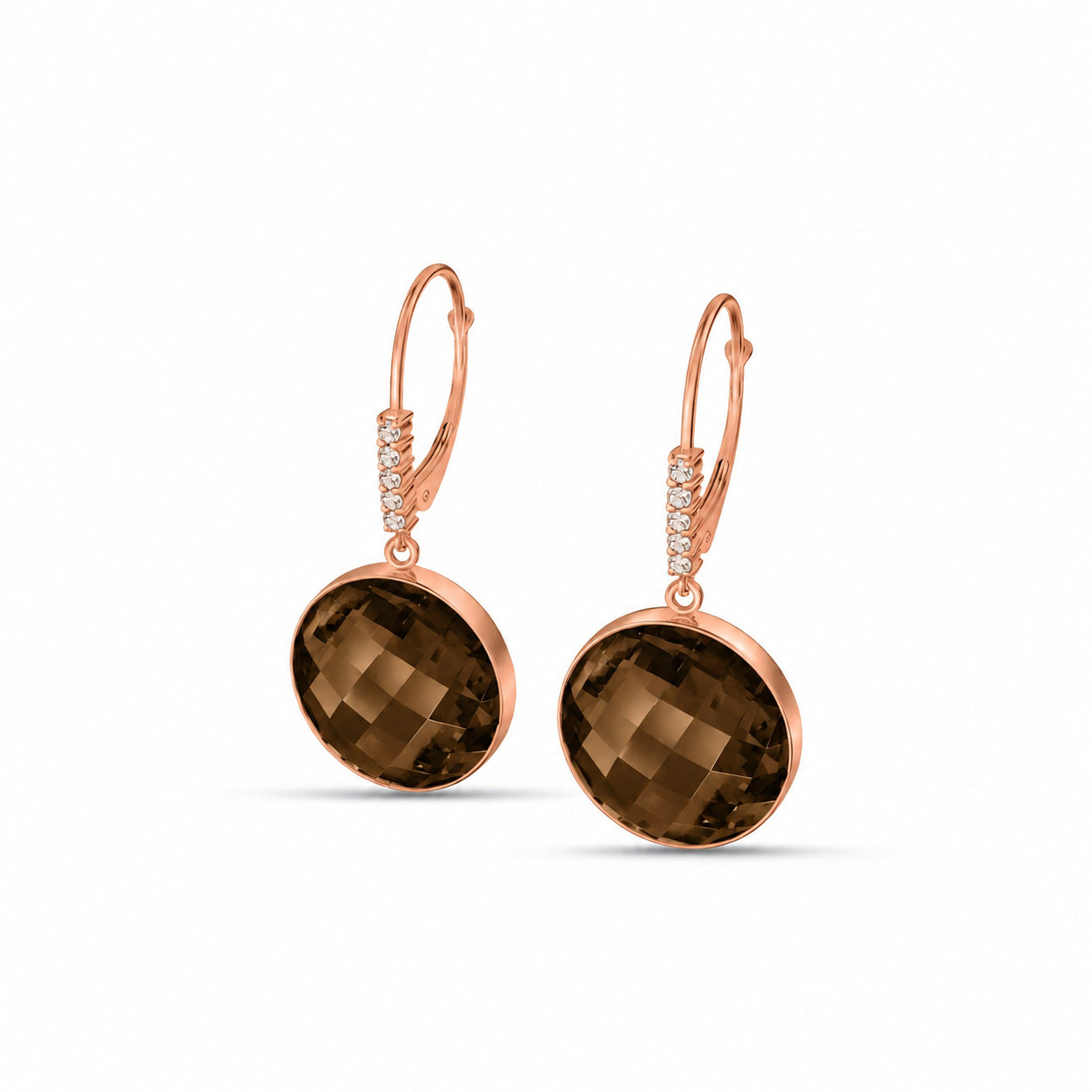 Rose Gold Earrings Smoky Quartz 10K — Felicia